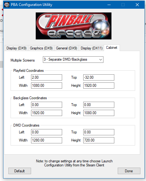 How To Configure Cabinet Screen Positions Arcooda Pinball Arcade